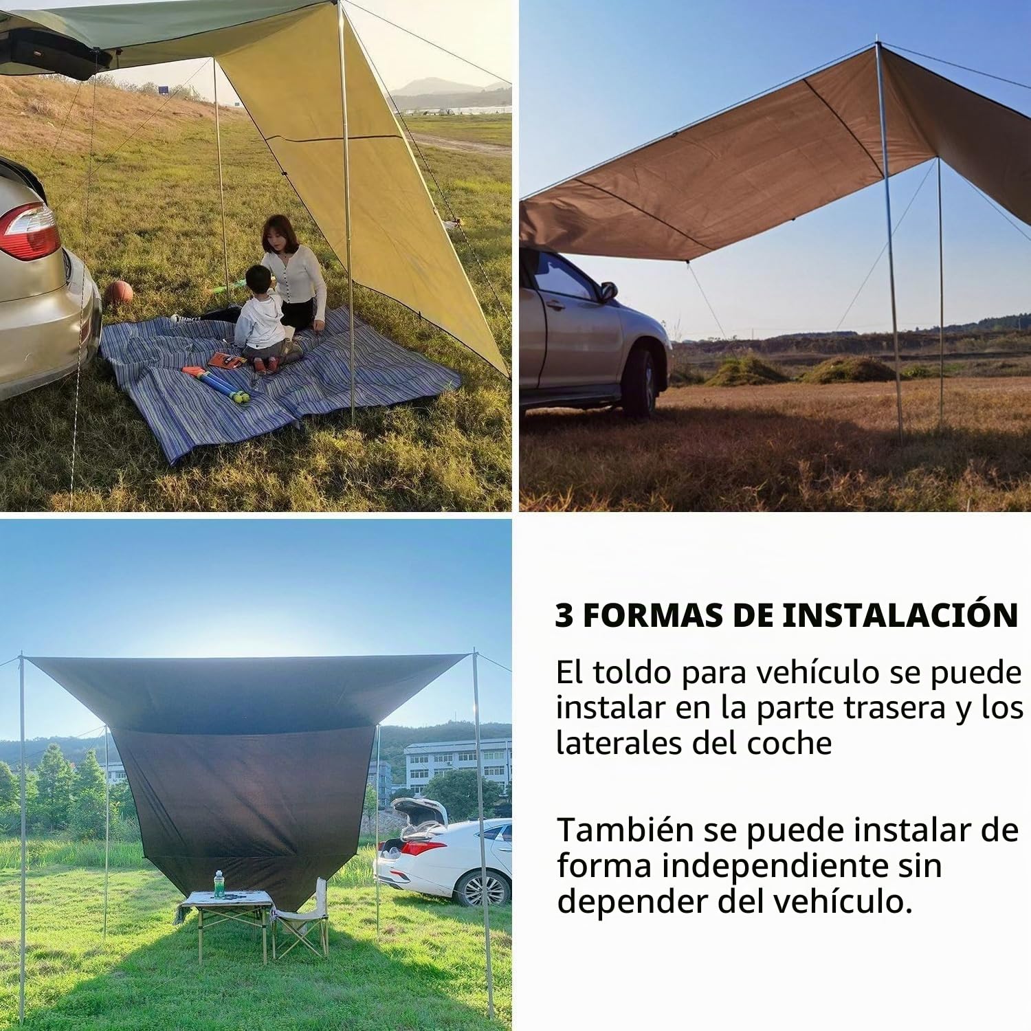 Carpa de Maletero para Coche, Toldo de Coche para Furgoneta, SUV, Autocaravana, Coche, Camión, Tienda de Campamento, Toldo Lateral Lmpermeable