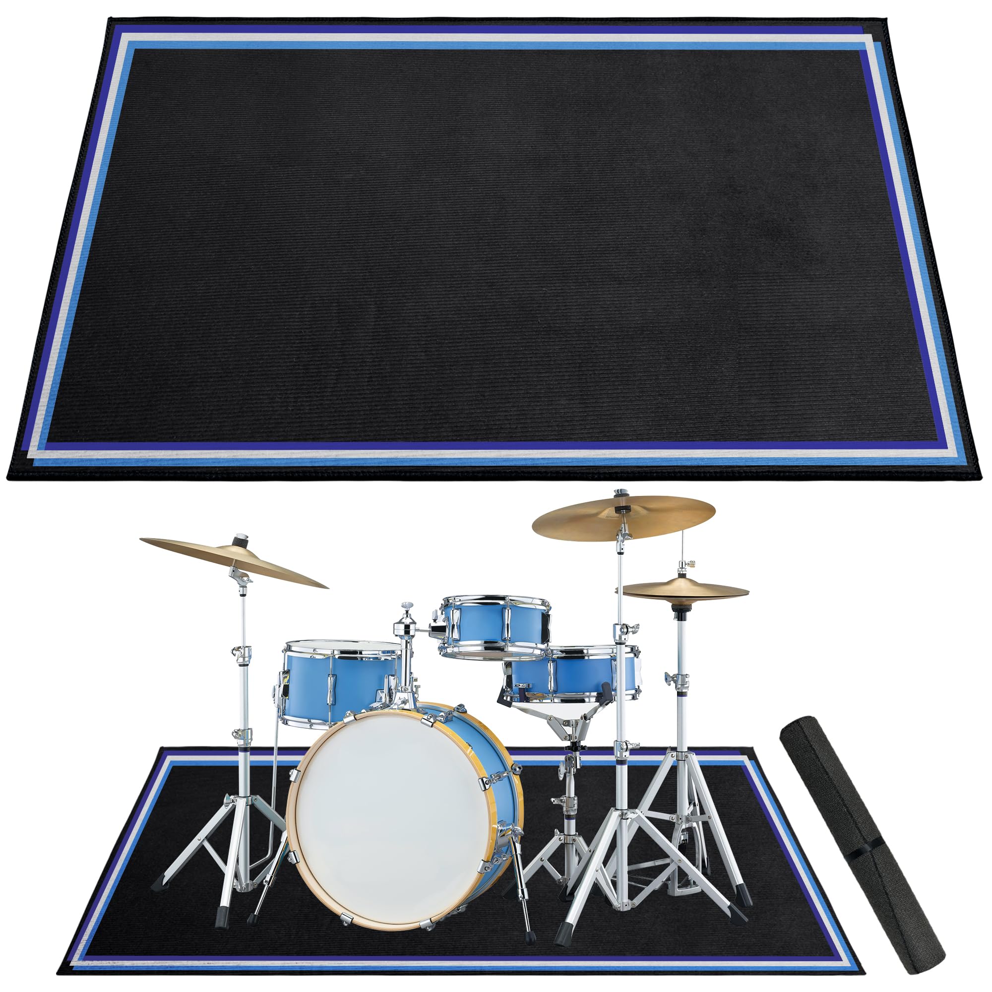Alyoen Tappeto per percussioni, 120 x 180 cm, con fondo antiscivolo e fonoassorbente, per tamburi elettrici, accessorio regalo per batteristi