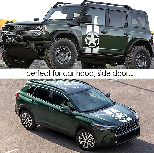 Miniatura 5 de Calcomanía para capó de estrella del ejército de Estados Unidos, calcomanías de vinilo para capó de automóvil con estrellas militares para