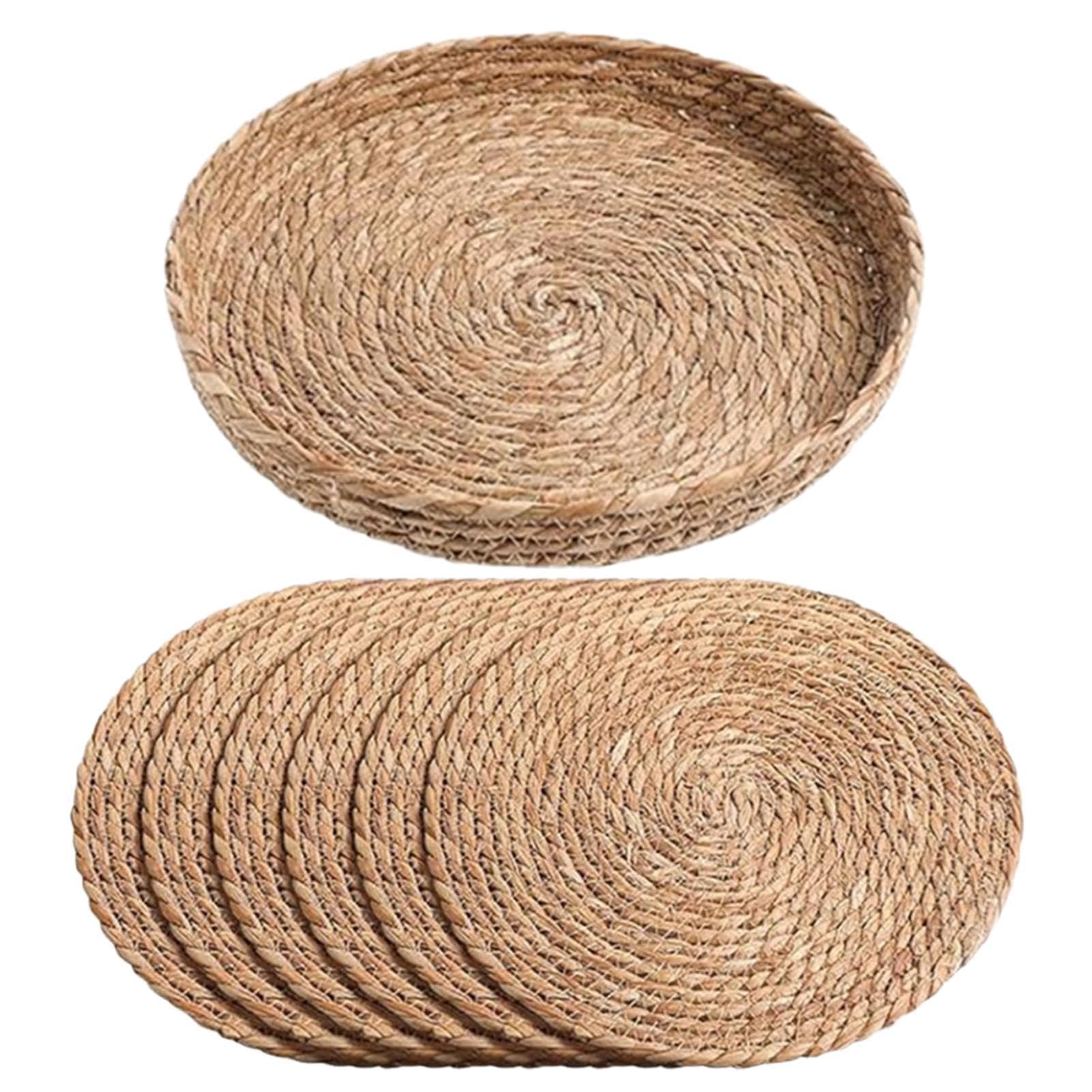 Tovaglietta In Rattan 6 Pezzi 30 cm Intrecciati a Mano in Rattan Naturale | Sottopiatto Esterno Tavolo Giardino Patio Per Cucina Casa Patio Giardino Picnic Campeggio Matrimonio Festa