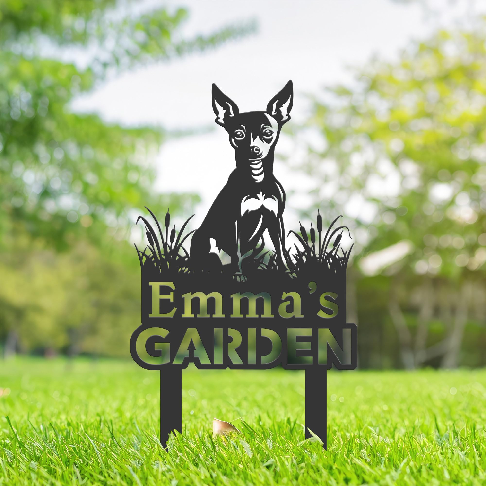 Personalised Miniature Pinscher Dog Metal Garden Sign, Dog Memorial Plaque, Pet Tombstones for Grave, Dog Remembrance Gifts, Pet Name Plaque, Custom Yard Sign With Stake, Outdoor Garden Decor