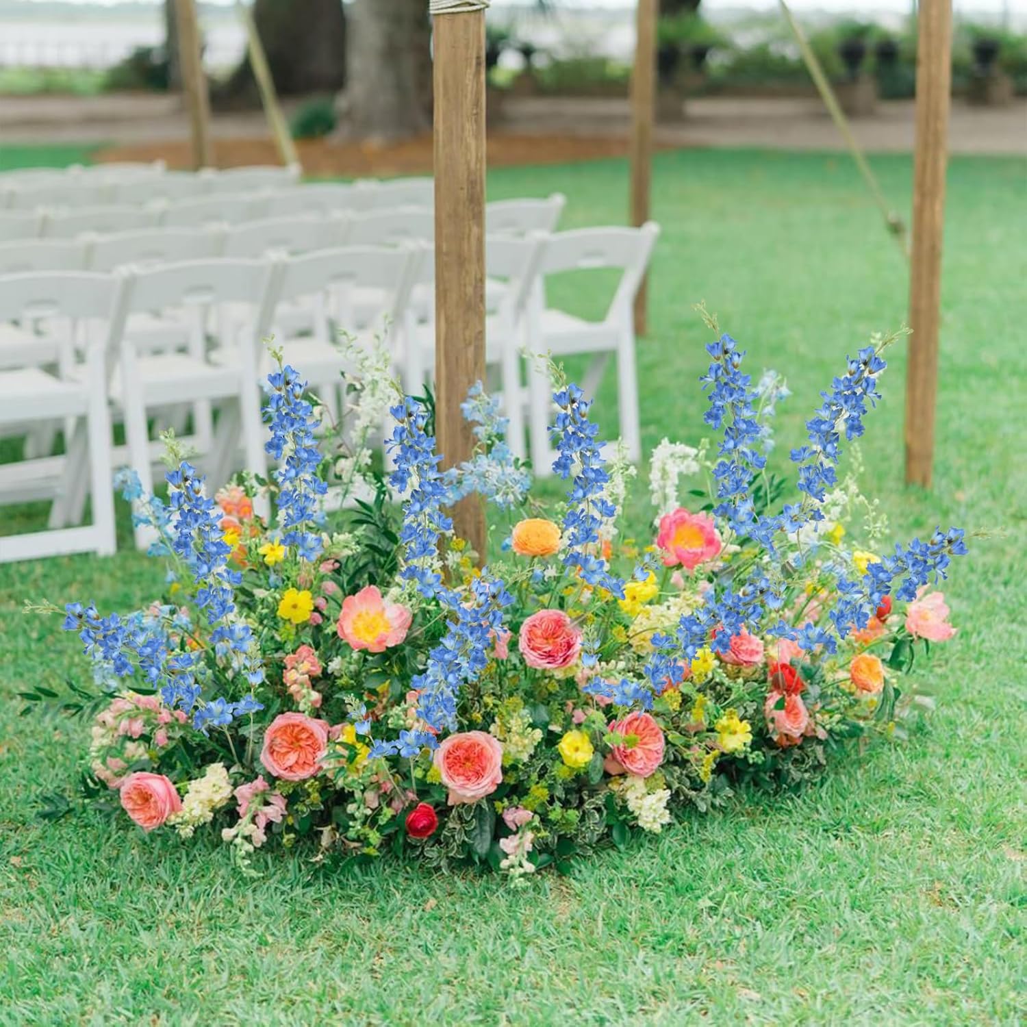 8PCS Delphinium Artificial Flowers 33.5'' Blue Faux Larkspur Flowers Long Stem Artificial Flowers for Tall Vase Home Wedding Garden Table Centerpieces Decor(Blue) - Image 6