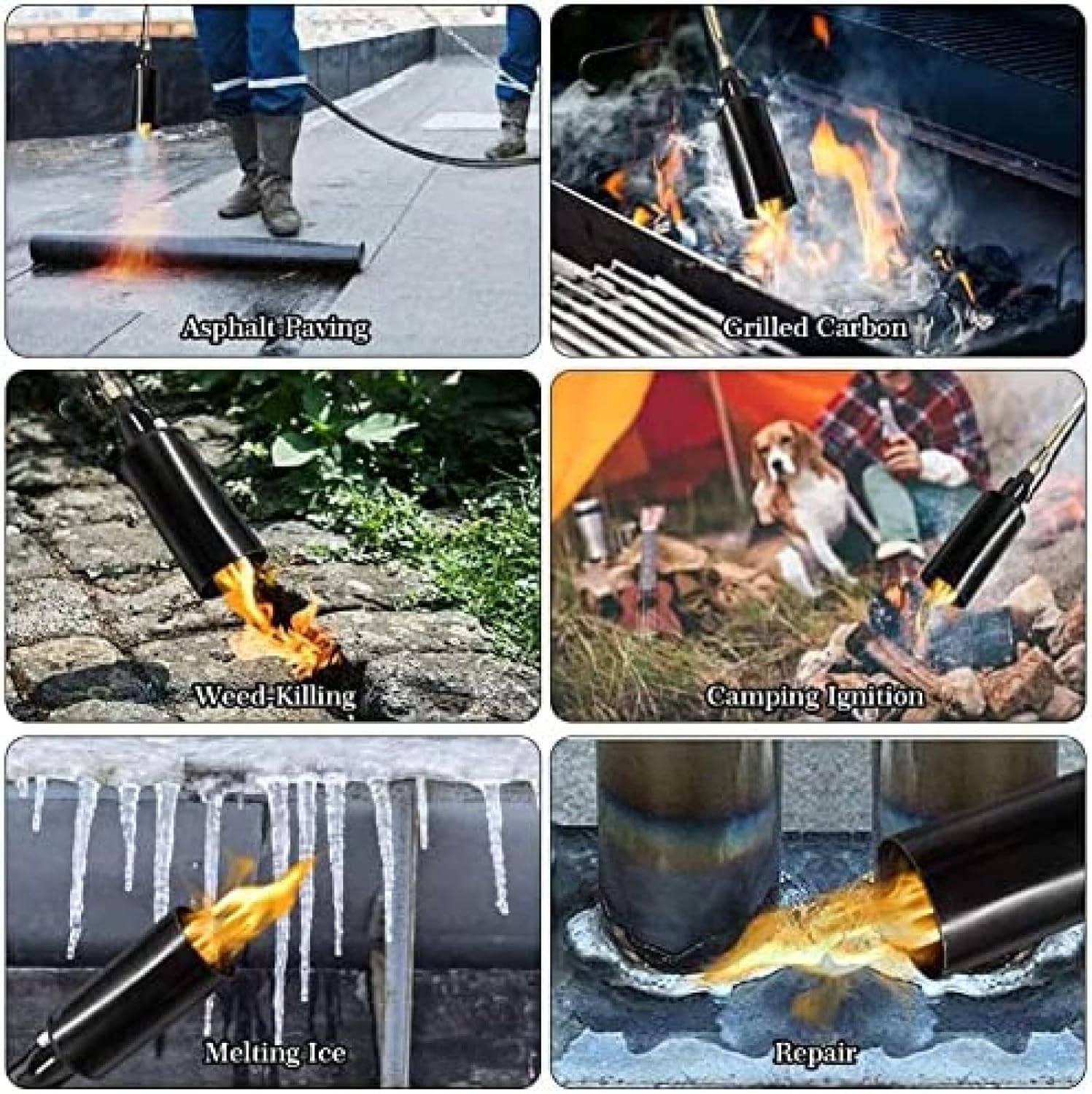 Kit De Quemador De Malezas con Soplete De Propano, Encendedor De Botón De Gatillo Turbo, Varilla De Soplete De Malezas con Manguera De 4 Pies, para Derretimiento De Nieve con Hielo, Techos,