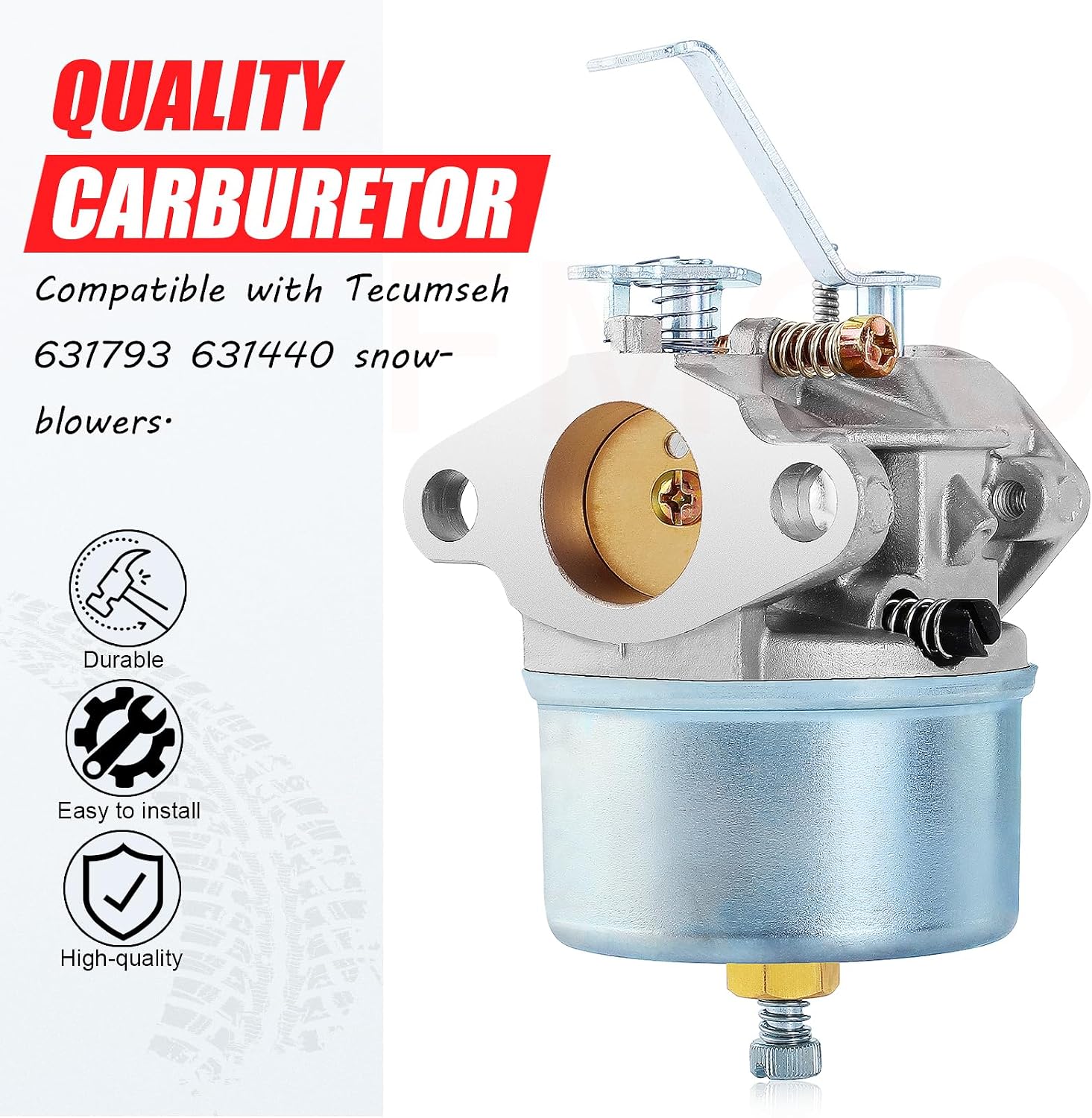 631793 631440 Carburetor Compatible with Tecumseh H70 H80 7HP-9HP Snowblower Snowthrower Troy Bilt Chipper Vac 47279 47261 65582V Shredder Horse Tillers MIA10291 Snow Thrower