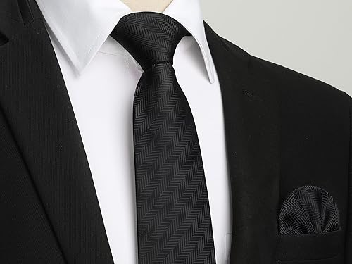 Miniatura 5 de HISDERN Juego de gemelos clásicos de satén de seda para hombre, corbatas y gemelos cuadrados de bolsillo, corbata de satén de seda para boda