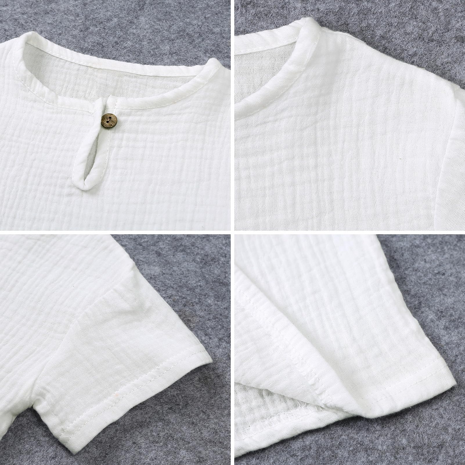 amropi Niños Chándales Algodón Lino de Manga Corta Conjunto de Camiseta y pantalón Corto para 0-8 años