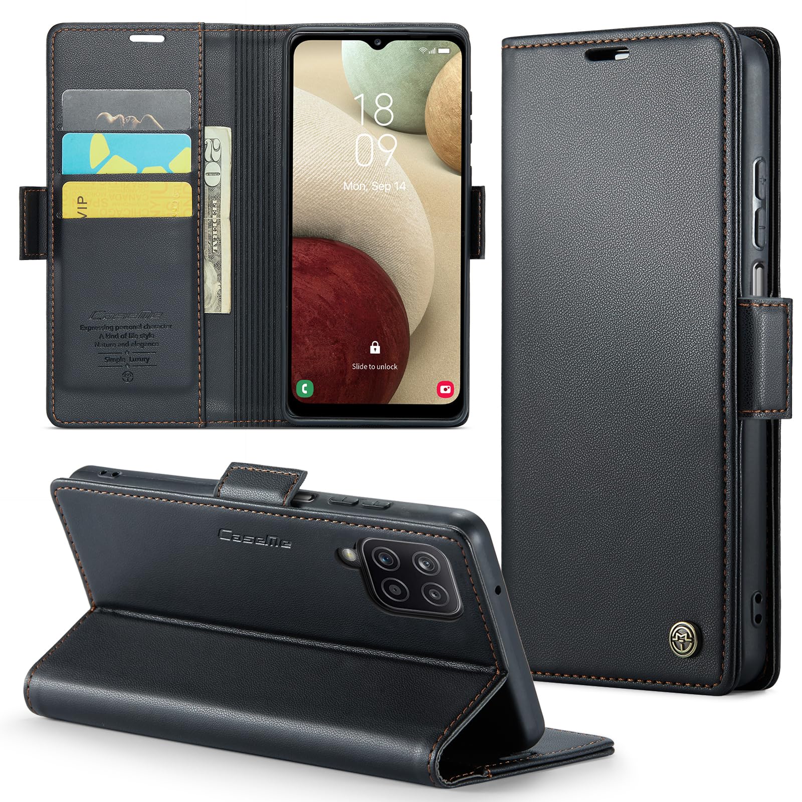 Samsung Galaxy A12 5G Wallet Case with [RFID Blocking] Card Holder Magnetic Kickstand,Leather Flip Protective Case Wallet for Samsung Galaxy A12 5G