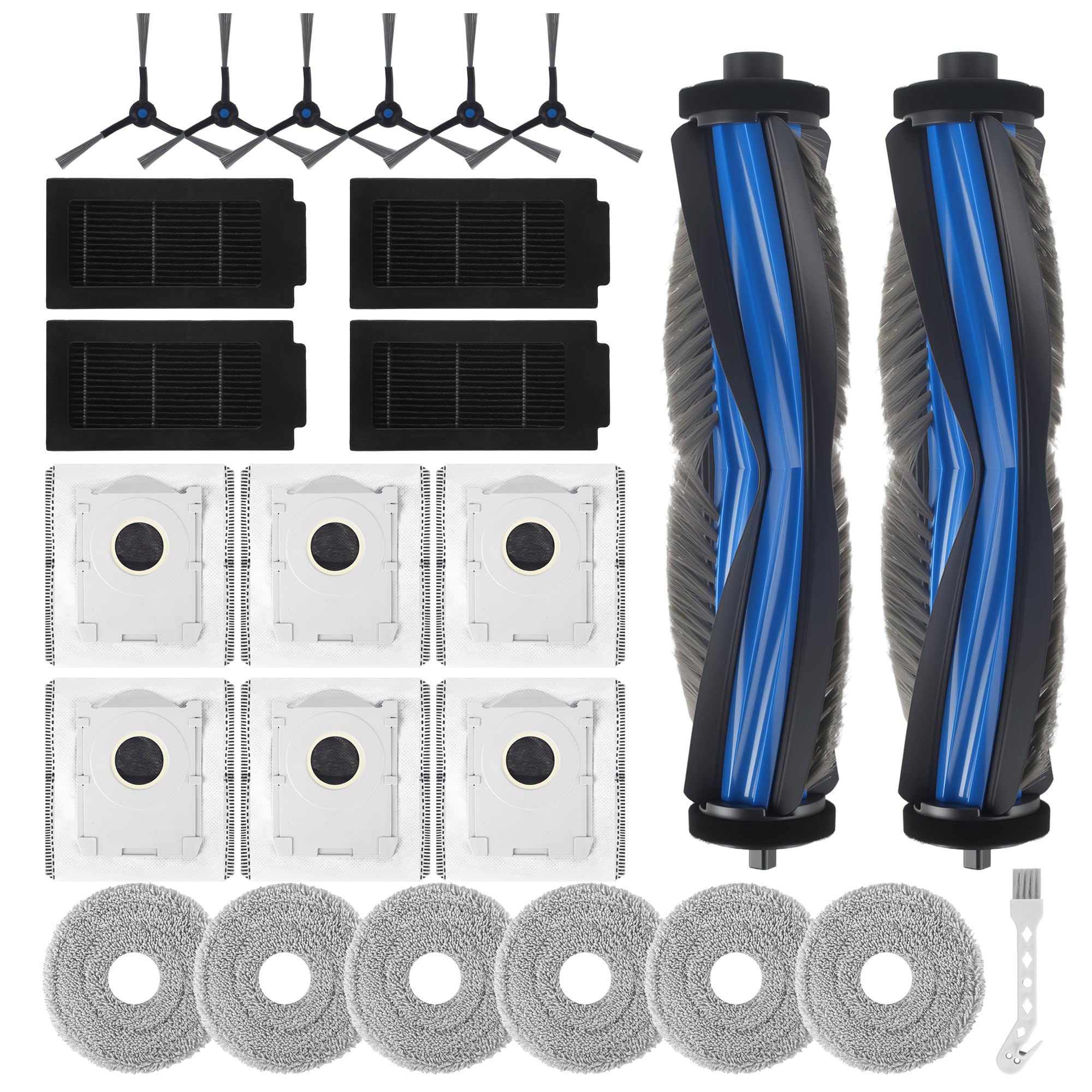 25 Pezzi Accessori per Ecovacs Deebot T50 Omni/T50 Pro Omni/T50 Pro Omni Gen2, Kit Ricambi per Aspirapolvere Robot con Spazzole, Filtri Hepa, Panni Mocio e Sacchetti Polvere