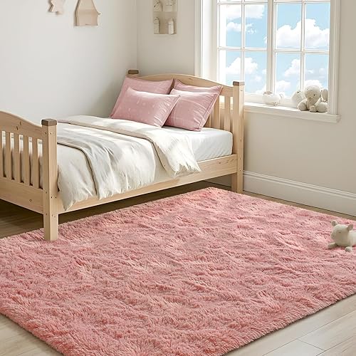 Miniatura 5 de ISEAU Alfombra de área mullida, lanuda y cómoda para interiores, dormitorio de niños y niñas, dormitorio de bebés, para piso al lado de la cama,