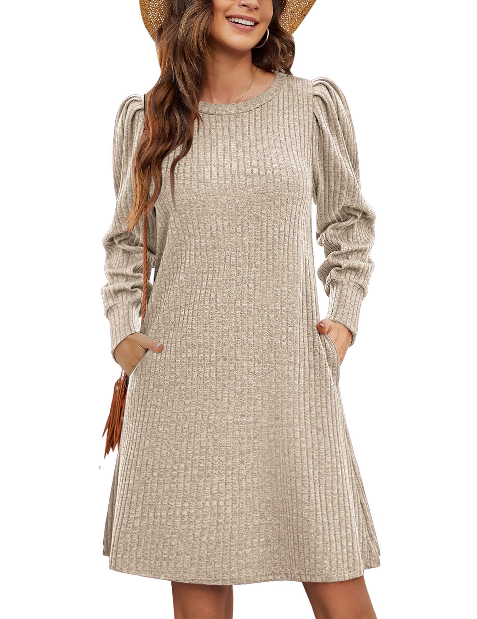 Zeagoo Robe d'automne et d'hiver en tricot pour femme