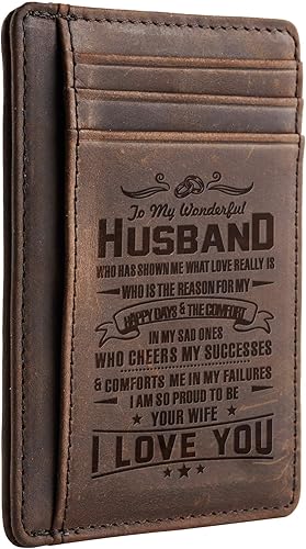 Regalos grabados para hombres, hijo, marido, papá, regalos de cumpleaños de esposa, mamá, hija, hombre, cartera delgada de cuero, regalo para