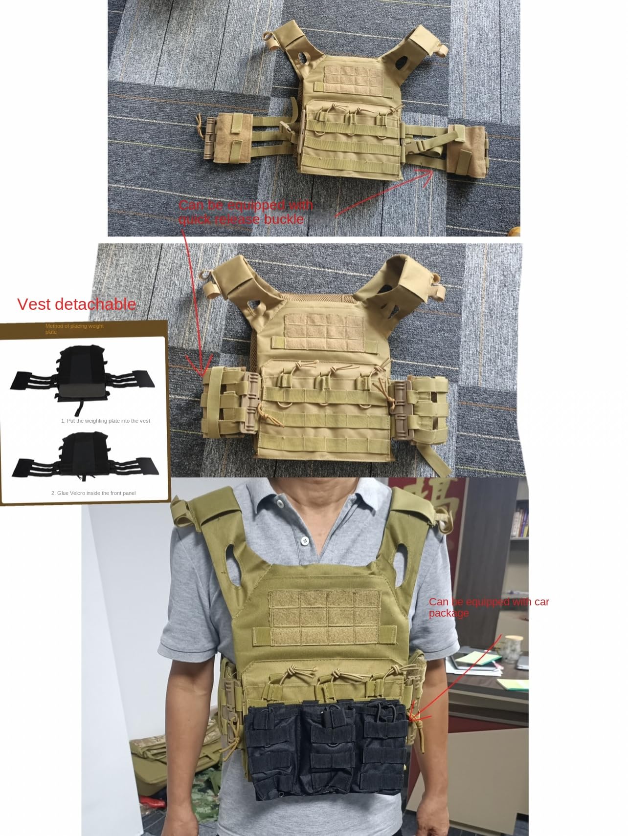Mr.Fashion 6094JPC Tactical Vest Quick Quick Release Waistcoat Modified Quick Release Slip Buckle for Side Belt Waistcoat (Khaki)