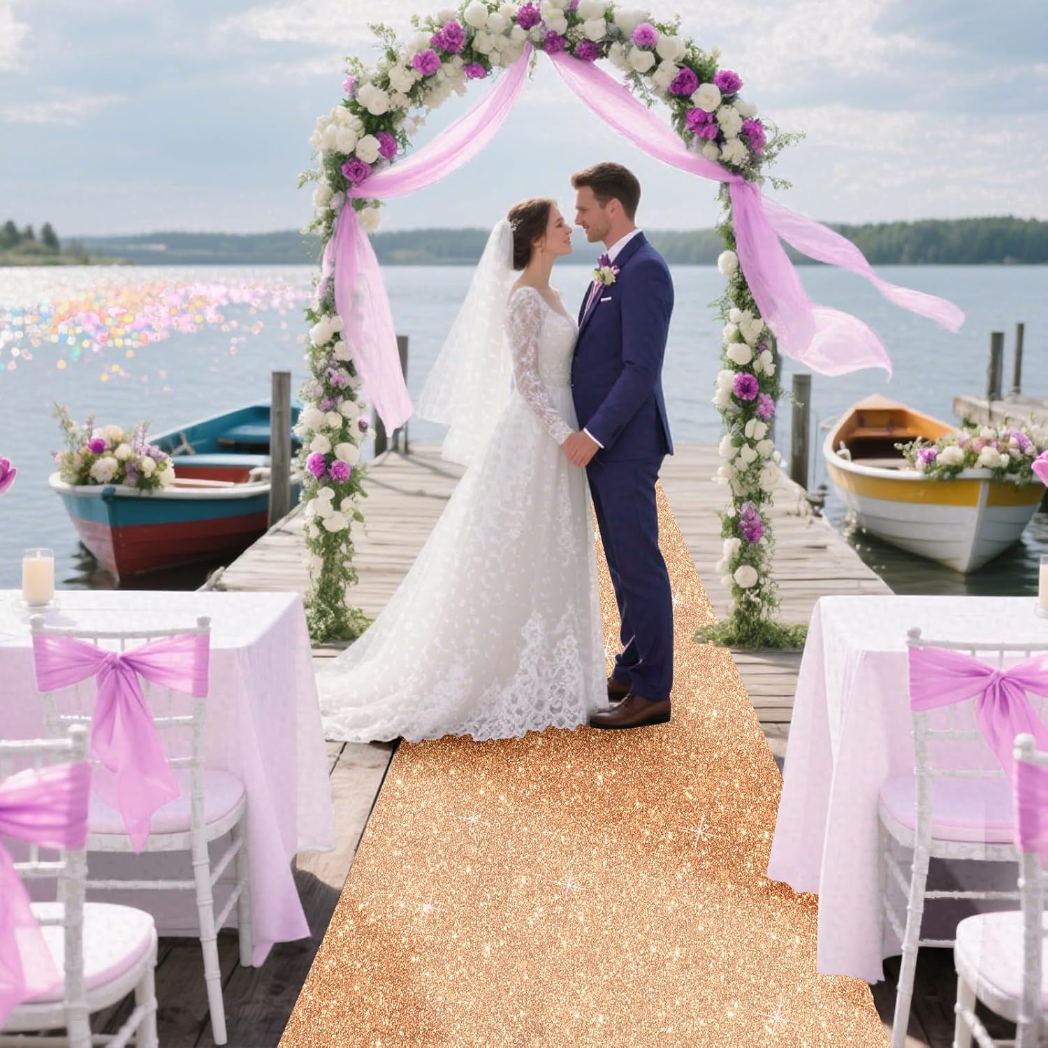 Glitter Carpet Runner 2.6FT x 30FT – Premium Non-Woven Sparkle Rug for Weddings, Movie Theme Parties & Events | Aisle Runner for Grand Entrances & Red Carpet Vibes (Glitter Gold, 2.6FTx30FT)