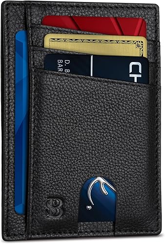 SERMAN BRANDS RFID Blocking Slim Minimalist Mens Front Pocket Wallet. Thin Card Holder. Full Grain Leather Wallets for Men