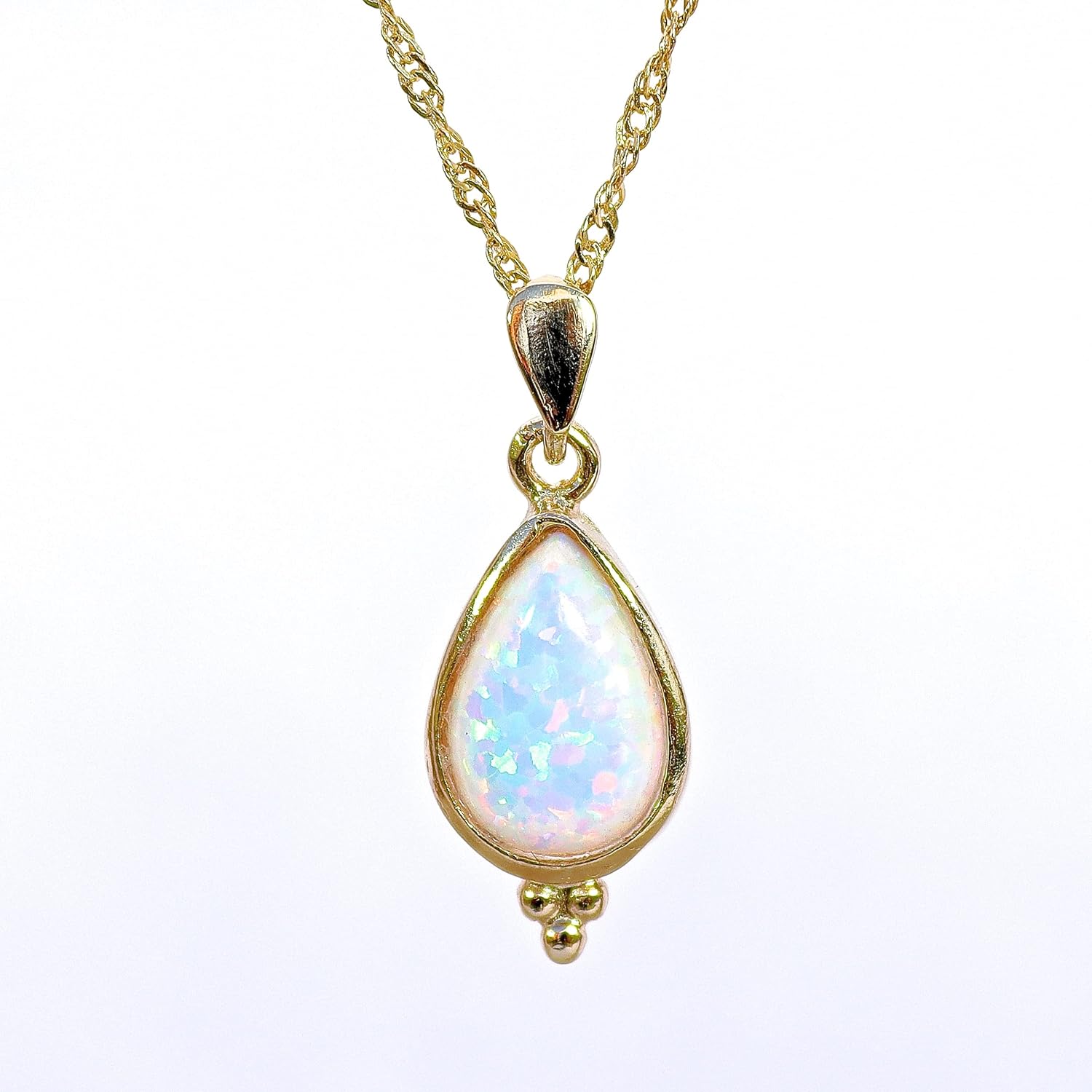 Lianie Opal gold necklace pendant, White Opal teardrop pendant, 14k gold plating necklace for women, Teardrop stone pendant, Birthstone necklace - Image 6