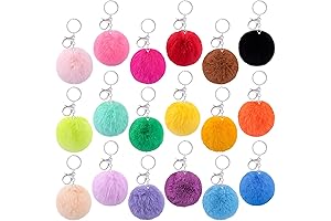 18 Pieces Faux Fur Pom Pom Keychain with Hooks for Versatile Use