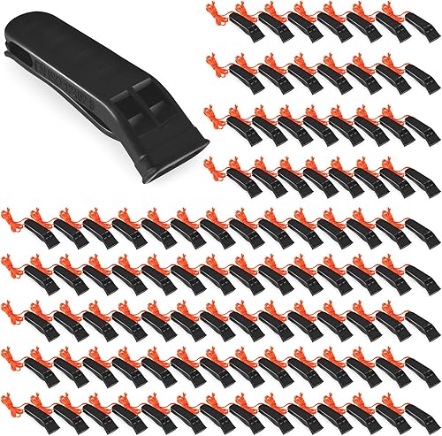 100 Piezas de Silbatos de Emergencia con Cordón Silbatos de Seguridad y Supervivencia Sonido Fuerte para Seguridad, Camping, Senderismo, Navegación,