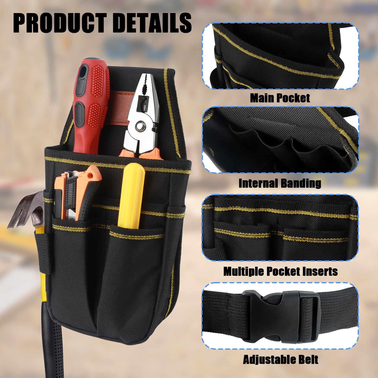 Portautensili Multi-Purpose Piccola Borsa Degli Attrezzi in Tela Oxford Cintura Porta Attrezzi Multi Tasche Marsupio Porta Attrezzi per Elettricisti Falegnami Giardinieri