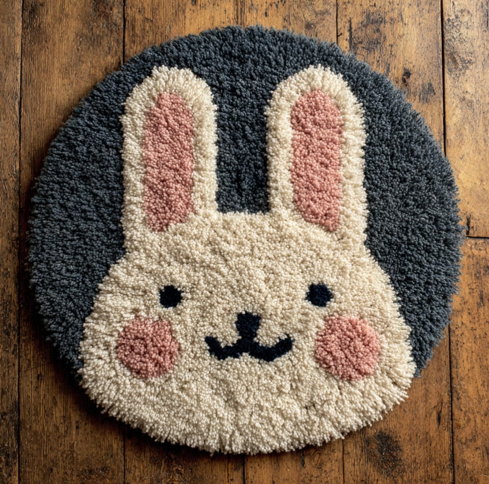 WallustrioaW DIY Latch Hook Rug Kits for Beginners Adults,Cute Bunny,Latch Hook Rug Kits Carpet Making Crafts DIY Craft Gifts,50x50cm