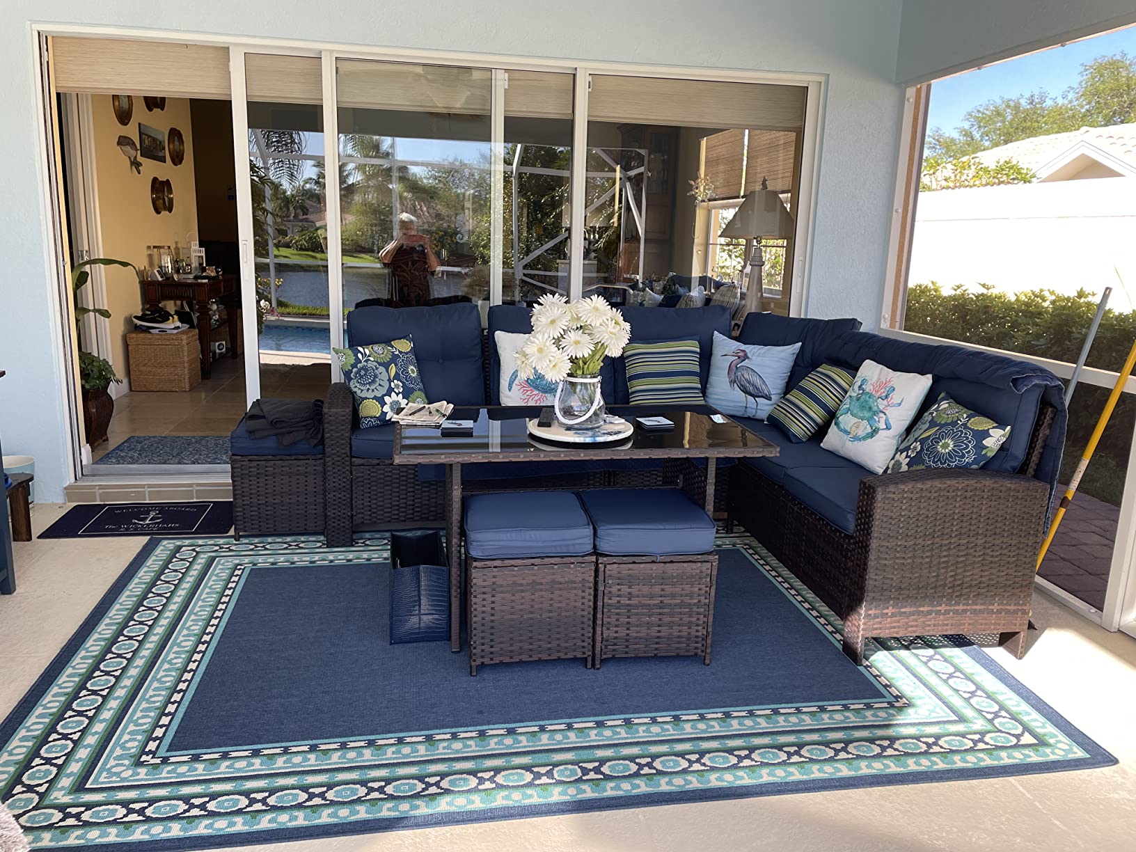 23/mo Finance Delnavik 7 Piece Patio Furniture Set, Wicker Sofa