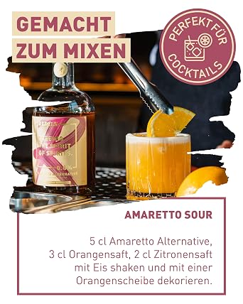 REBELS 0.0% Amaretto Alternative Alcohol-Free Double Distilled for Intense Aroma Award-Winning Taste Almond & Sweet Apricot Vegan For Mixing for Non-Alcoholic Cocktails 500 ml