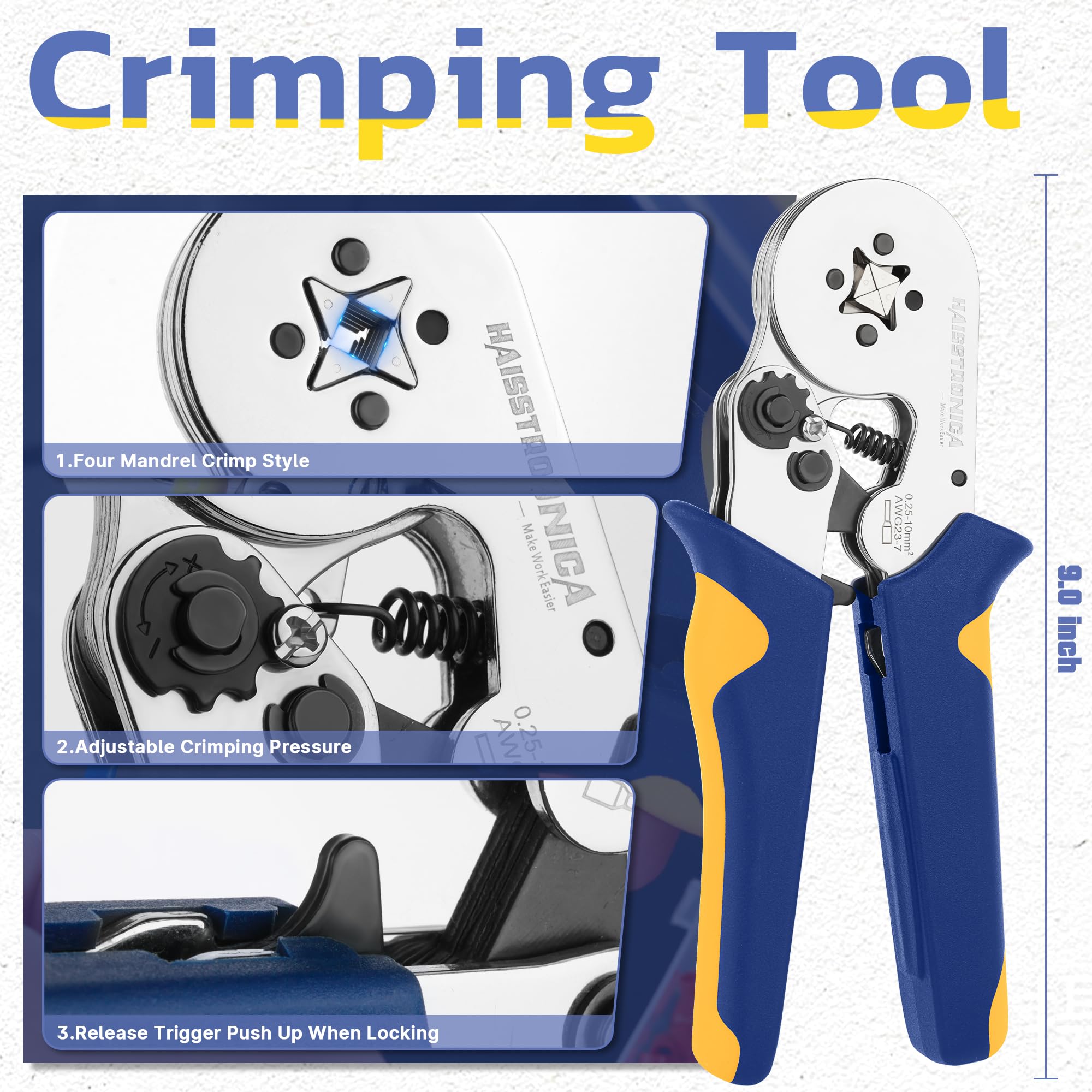 Condition photo showing New/Like New for ferrule crimping tool kit,haisstronica self-adjusting square wire crimper plier for awg 23-7 with 1200pcs red copper wire end terminals,sleeves ferrule ratchet wire crimping tool-wire end ferrules