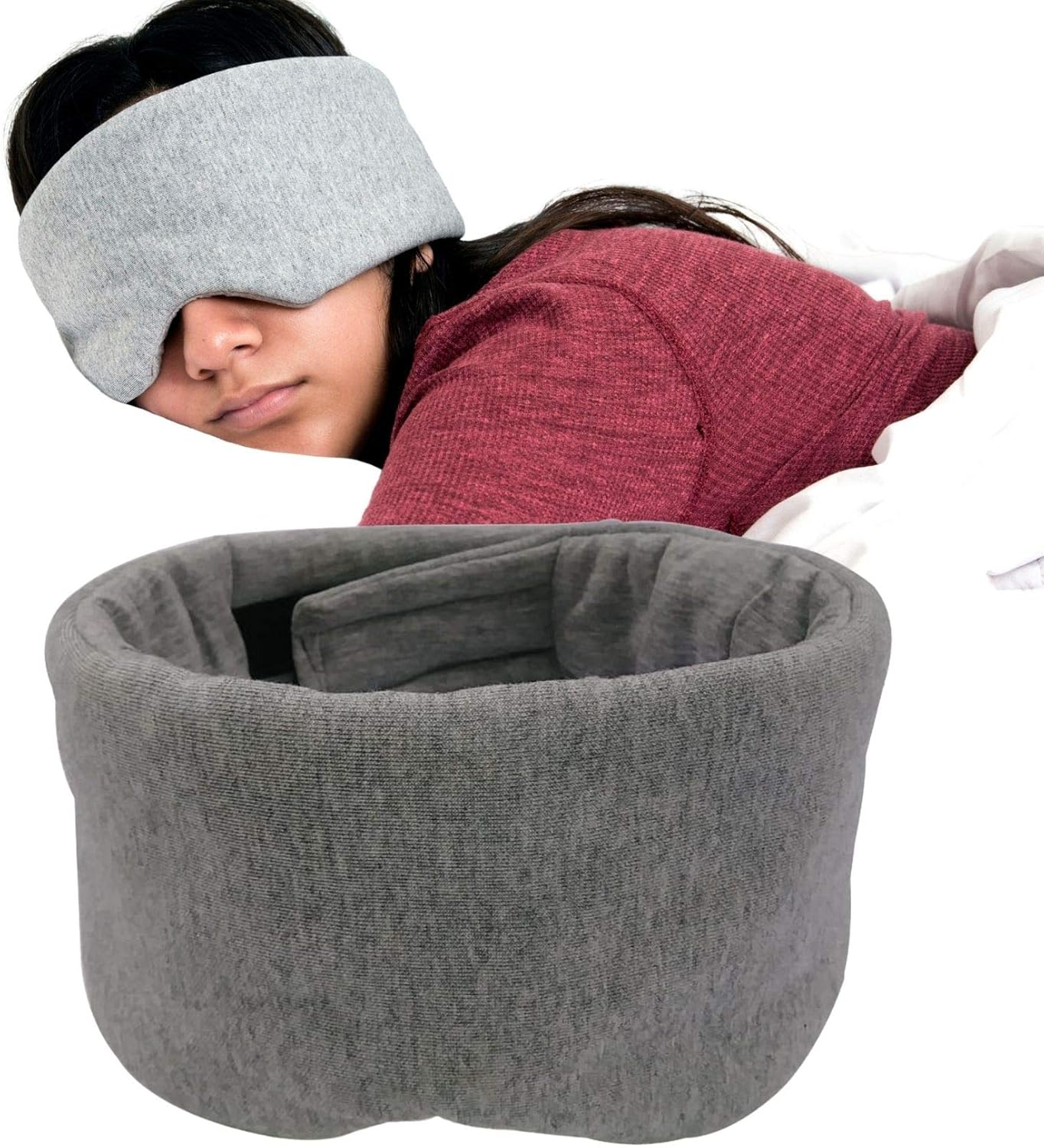 Plush 100% Handmade Gray Cotton Sleep Mask with Travel Pouch & Bonus Ear Plugs for Adults, Men & Women; Block Light and Sleep Deeply; Easy Closure for Perfect Fit; Excellent for yoga & Insomnia Relief