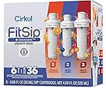Cirkul FitSip Electrolytes Flavor Water Variety Pack, Makes 36 Drinks, No Sugar, Zero Calorie Drink Mix, (2 Mixed Berry, 2 White Cherry, 2 Orange Tangerine)
