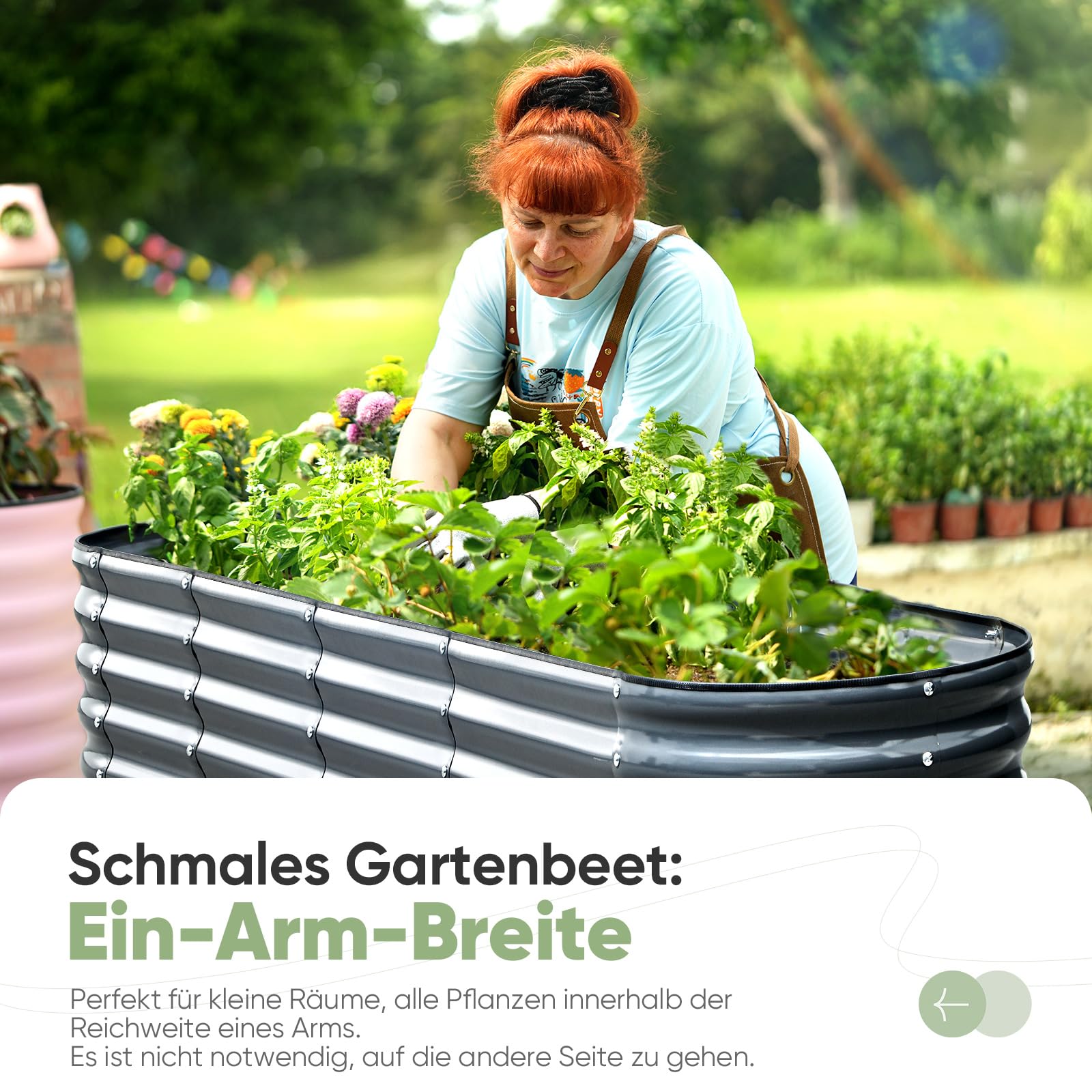 KING BIRD Hochbeet Verzinkter Stahl flanzkasten Gartenkasten 200 x 60 x 87 cm Grau Gartenbeet Frühbeet Garten für Blumen, Obst, Gemüse