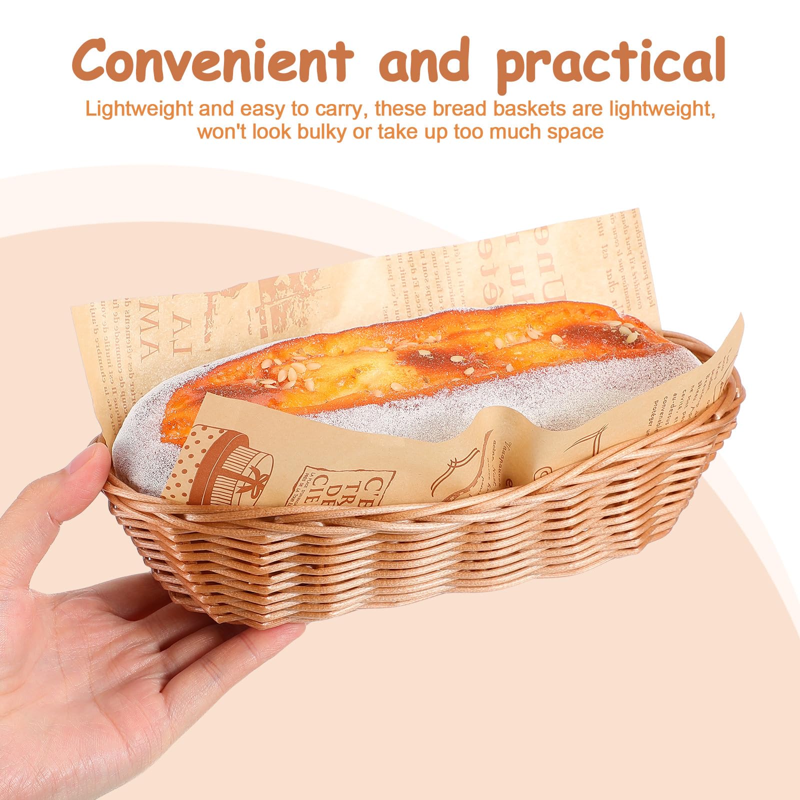Brotkörbe und Großer Brotkorb mit Rattanoptik aus Kunststoff 10 Stück zum Servieren von Brot und Süßigkeiten für Zuhause und Restaurant Wiederverwendbar