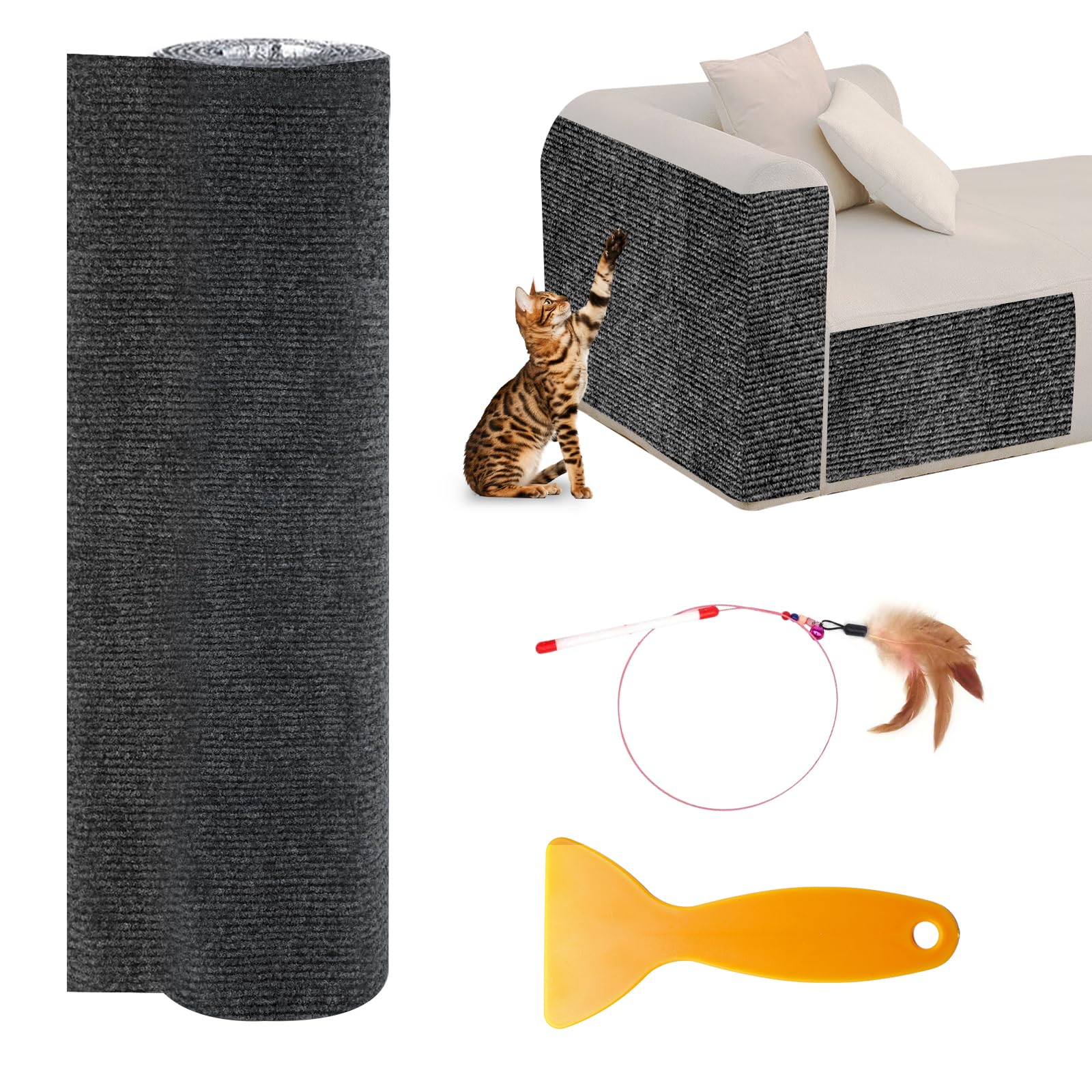 Alfombra Rascador para Gatos,200 × 40 cm,Manta de rascar para Gatos,Tapete Rascador para Gatos con Autoadhesivo,DIY Climbing Cat Scratcher,Alfombra Autoadhesiva para Gato para Proteger Alfombrasy