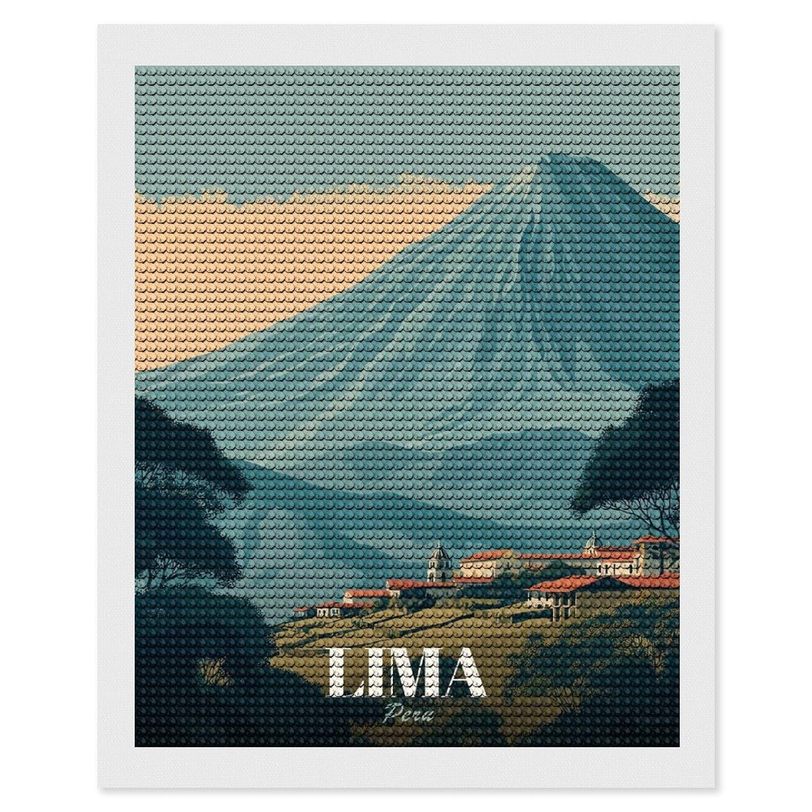 Junmoney Lima, Peru Travel (3) Diamond Art Kit 16"x20", Modern Decor, Farmhouse Decor, Home Wall Art, Festive Craft Gift, Handmade Wall Decor