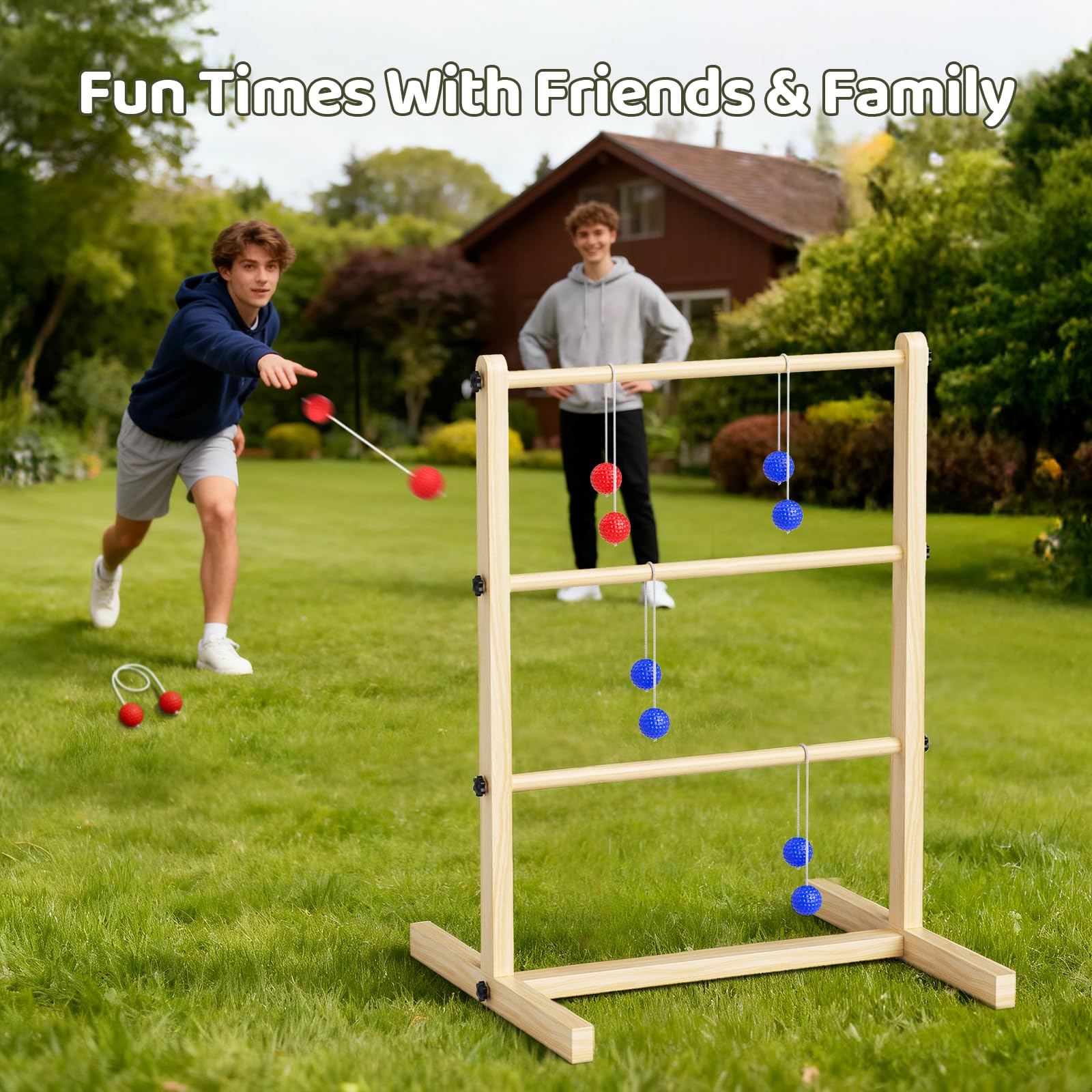 Leitergolf aus Holz, Leiterspiel mit Aufbewahrungstasche und Spielanleitung, Outdoor Wurfspiel, Geschicklichkeitsspiel für Erwachsene und Kinder ab 3 Jahren