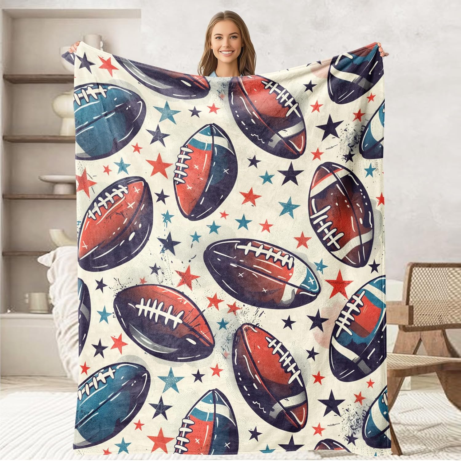Football Throw Blanket for Boys & Girls, Gifts for Adults & Kids, Home Decor, Flannel Blanket 50"x60"