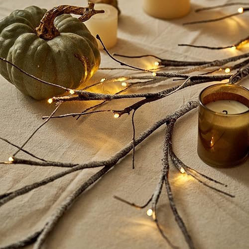 Miniatura 3 de MIYA LIFE Guirnalda de ramas de nieve de Navidad, 6 pies, 48 LED, funciona con pilas, ramita iluminada para festival de invierno, fiesta, manto,