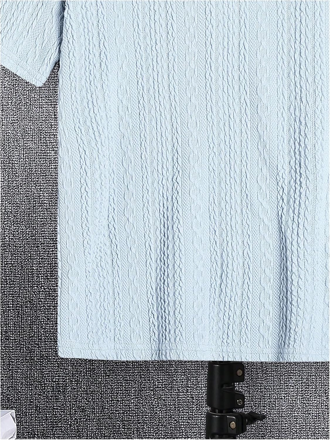 OYOANGLE Boy's Short Sleeve Collar Neck Cable Knitted Solid Plain Golf Uniform Shirt - Image 5