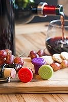 Vista 9 de Outset B229 Tapones de silicona para botellas de vino, juego de 4, surtido