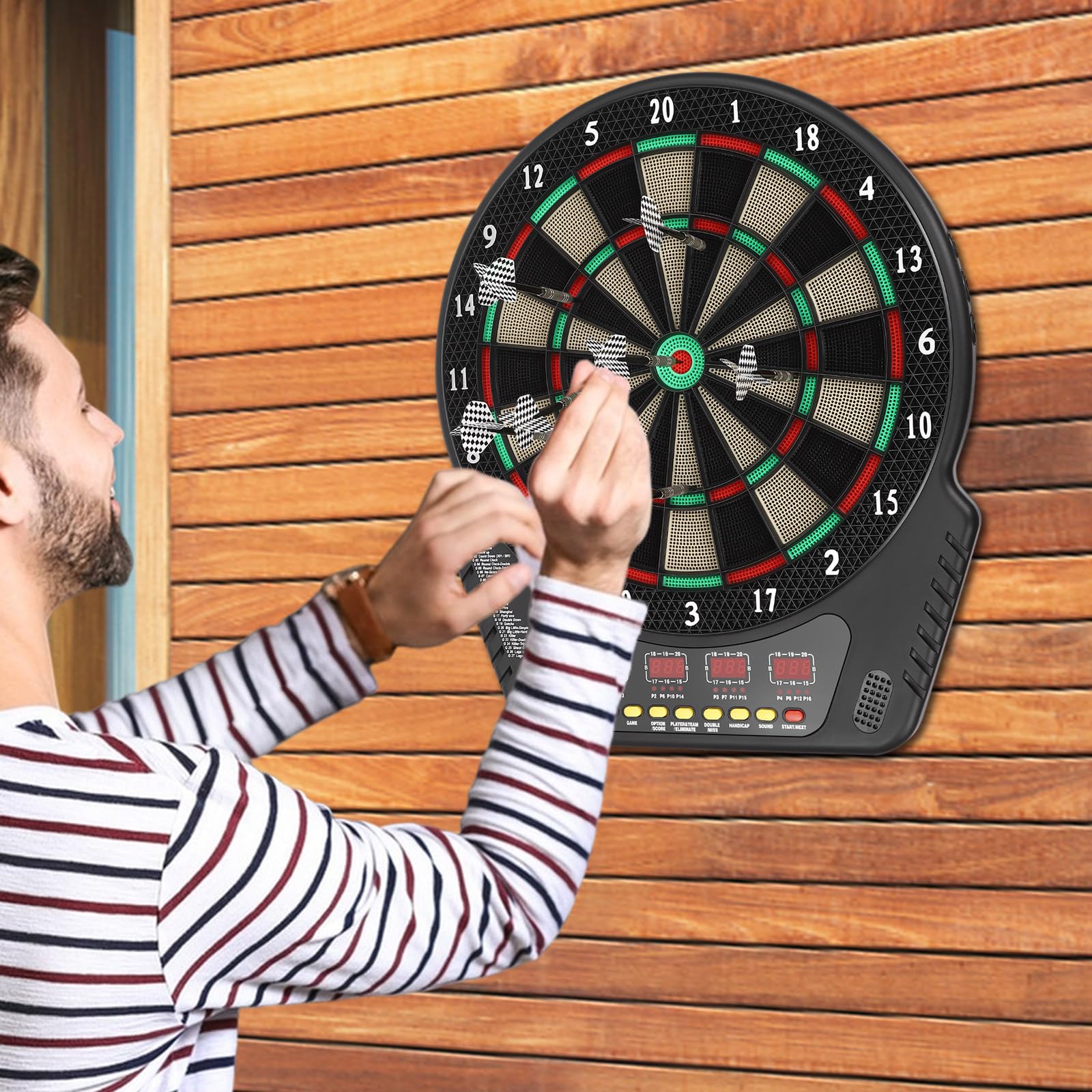 Bersaglio elettronico per freccette, montato a parete, con 6 freccette, set di freccette per bambini e adulti, per appartamenti, bar, ristoranti, centri di gioco o altri parchi giochi