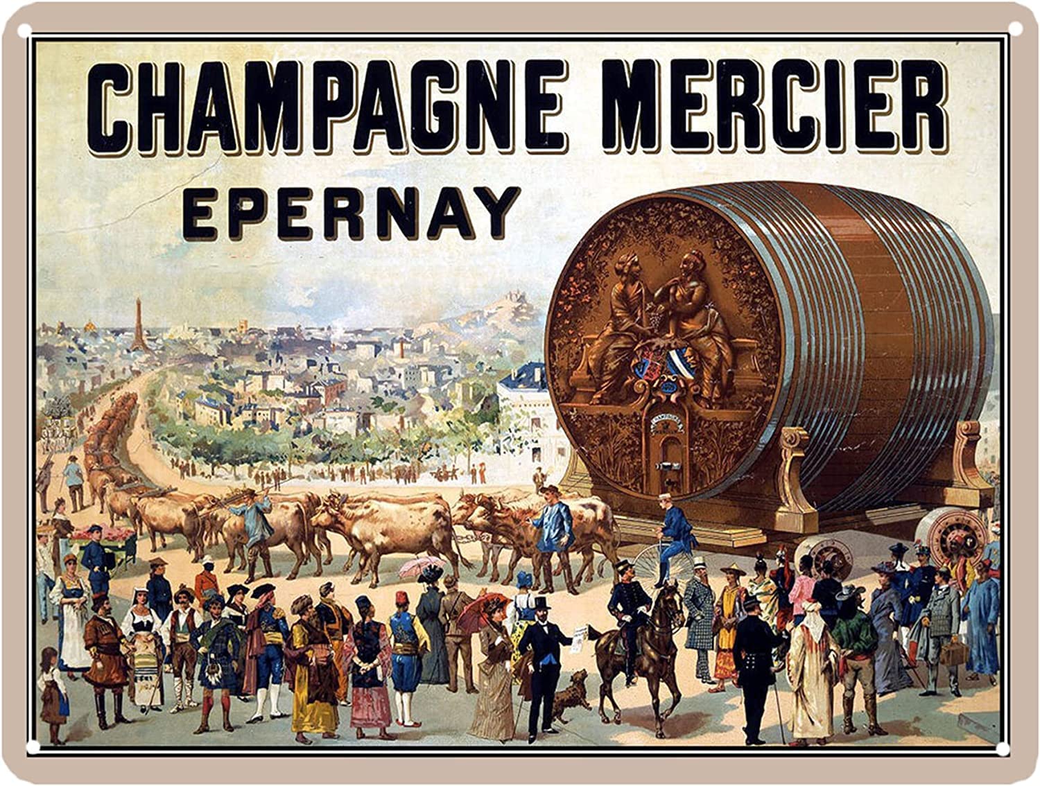 Yelacecca Champagne Mercierstyle Wall Art Plaque Poster Funny Vintage Metal Sign Poster 8X12 Inches