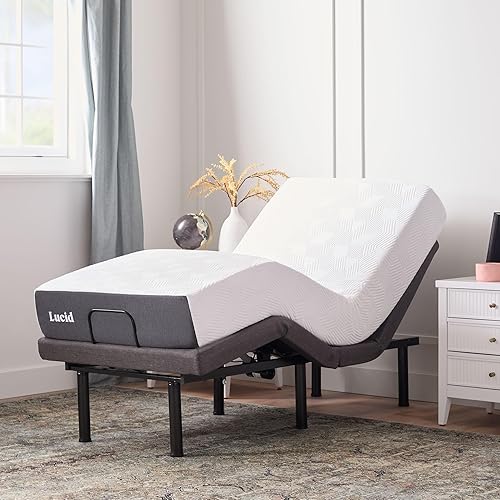 Miniatura 7 de Lucid L300, base de cama ajustable, motorizada, se monta en 5 minutos, con estación de carga USB doble, inclinación para pie y cabeza, control