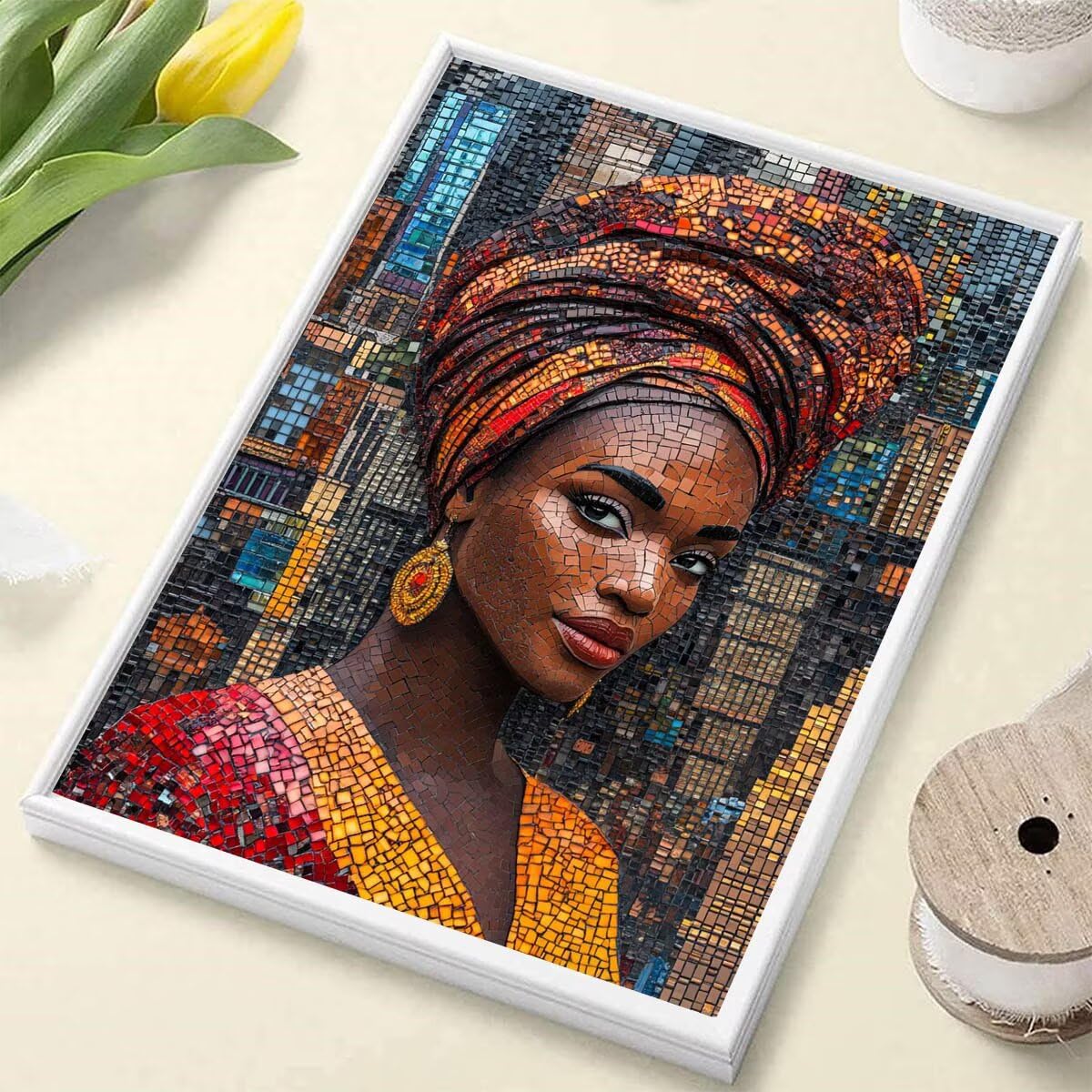Dipingere con i Numeri Adulti Donna Paint by Numbers 70x95 cm Kit Pittura con Colori Acrilici Tele per Dipingere con i Numeri Donna africana e Pennello Pittura, Quadri Grandi Dimensioni 8YH-0573
