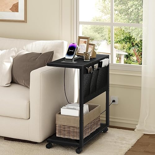 Miniatura 7 de Soporte para PC, soporte de torre de computadora con estación de carga, soporte de torre de PC ajustable en altura para piso, carrito de computadora