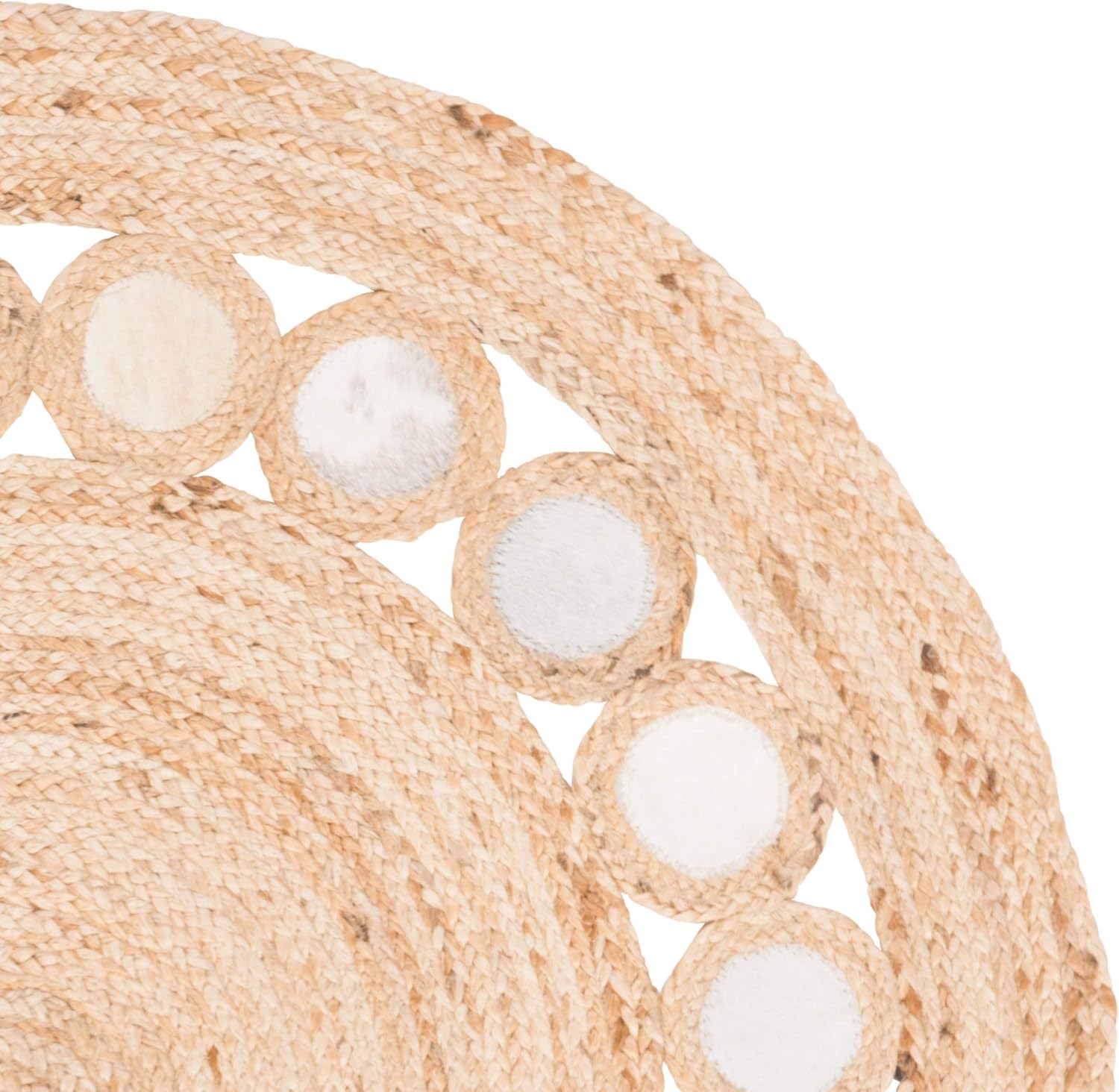 SAFAVIEH Natural Fiber Round Collection 3' Round Beige/Grey NF370F Handmade Boho Woven Jute & Leather Area Rug