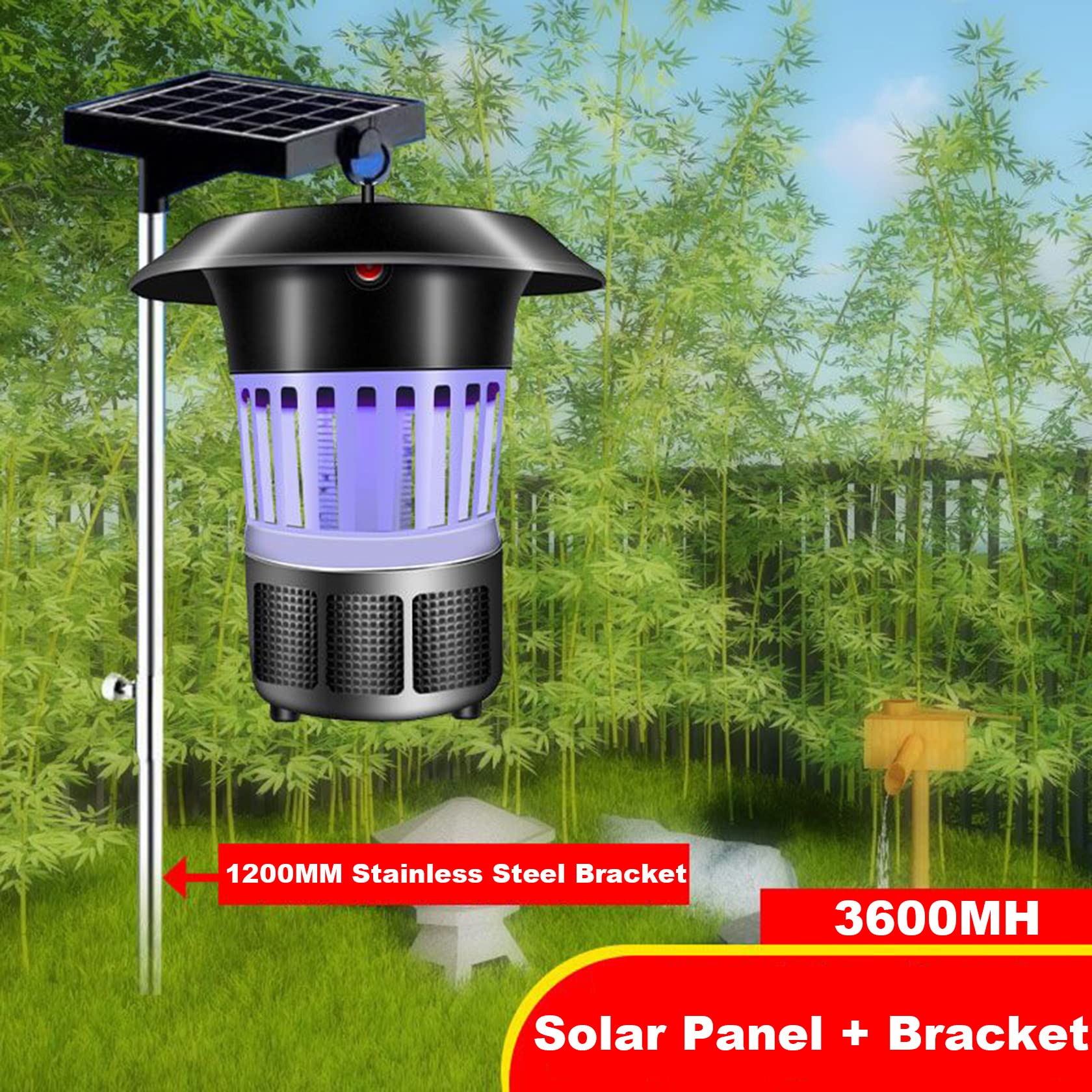 Lampada antizanzare, Zapper solare antizanzare portatile Antizanzare impermeabile, ricarica USB, batteria al litio, copertura 100 m2 per camera da letto, casa, cortile, giardino, interno ed esterno,