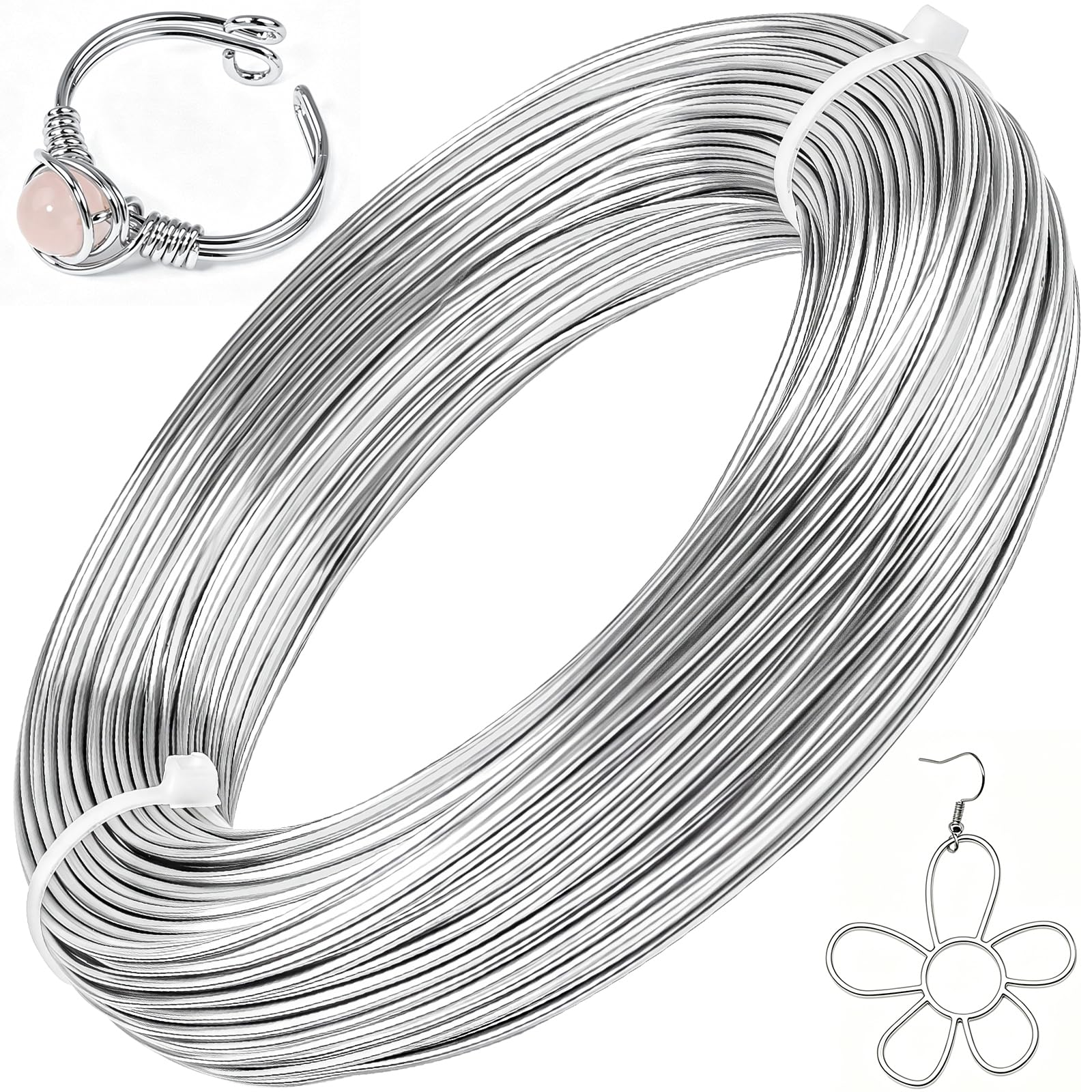 Ouborui 18 Gauge Craft Wire 164 Feet Aluminium Wire Thin Bendable Metal Wire Silver for Jewelry Making, Sculpting, Modelling Skeleton