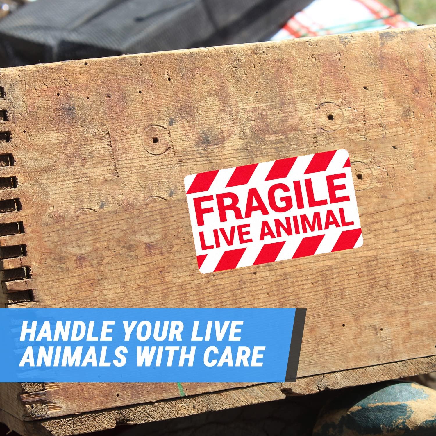 Fragile Live Animal Labels (5 x 3 inch, Red - 300 Labels) Live Animals Stickers with Fragile Messaging for Shipping & Handling Instructions, Shipping Live Animals & Airline Cargo Crates