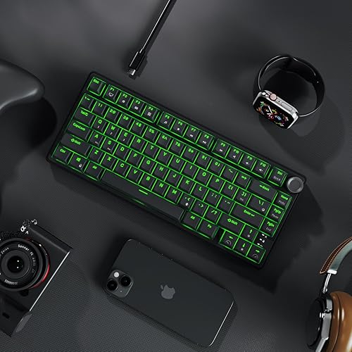 Miniatura 8 de RK ROYAL KLUDGE R75 Teclado mecánico con cable para juegos, 75% teclado mecánico intercambiable en caliente, perilla de volumen de teclado mecánico,