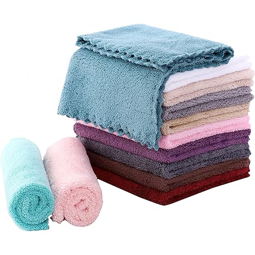 MOONQUEEN Microfiber Facial Cloths Fast Drying Washcloth 12 Pack - Premium Soft Makeup Remover Cloths - Multicolored