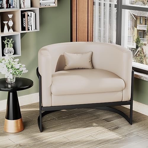 Miniatura 32 de Silla decorativa de terciopelo, moderna silla tapizada de barril verde, sillas de brazo ancho para sala de estar, dormitorio, club, sillas