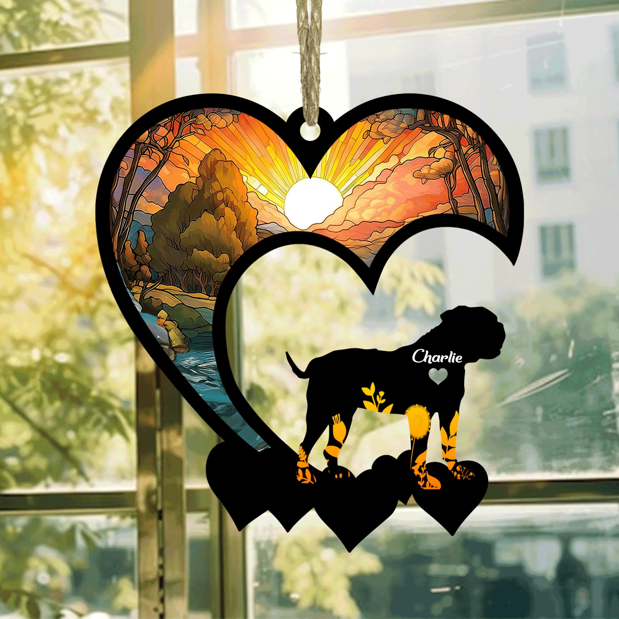 Lovely Pod American Bulldog Suncatcher Personalized Memorial With